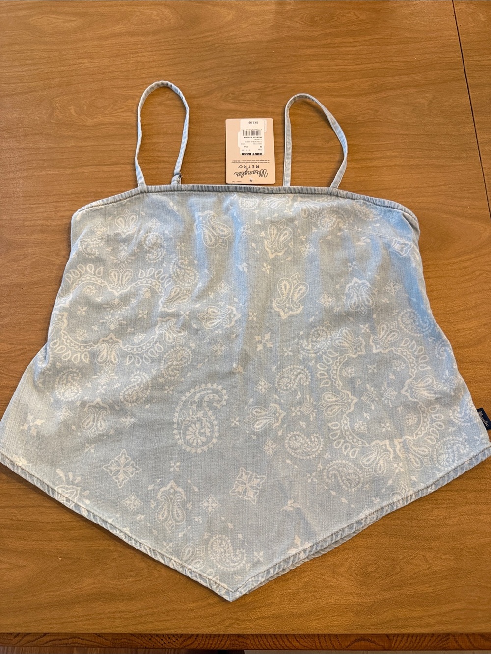 Wrangler Light Blue Paisley Handkerchief Hem Cami